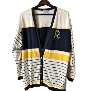 Vintage Collections Internationale Women’s Navy Gold Stripes Nautical Cardigan L